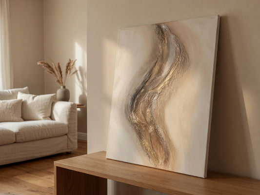 Luxury Gold & Caramel | Acrylgemälde auf Leinwand 55 x 75 cm