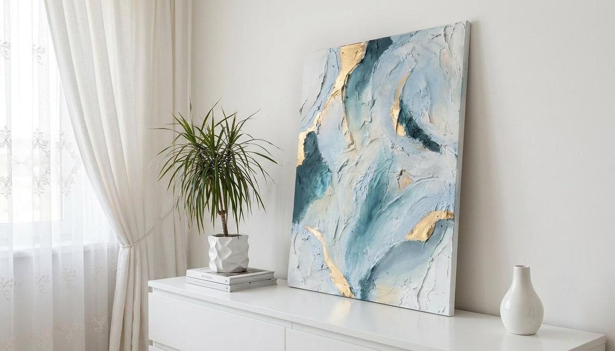 Creamy Sky Blue - Acrylic painting on canvas 55 x 75 cm