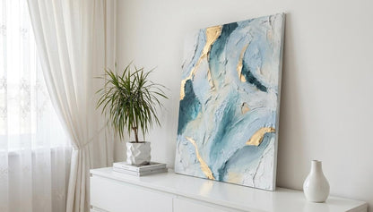 Creamy Sky Blue - Acrylic painting on canvas 55 x 75 cm